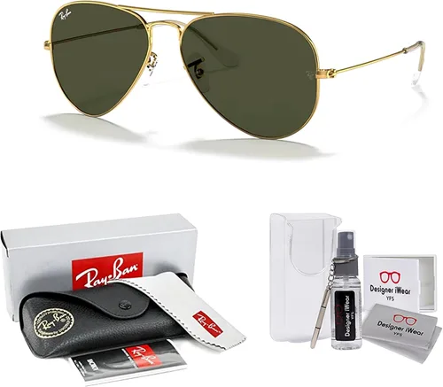 Miniatura 115 de Ray-Ban RB3025 - Lentes de sol de aviador de metal para hombre y mujer + paquete con kit de cuidado de gafas iWear de diseñador
