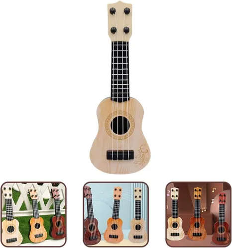 Miniatura 9 de Toddmomy Juguete de ukelele para niños, 9.84 pulgadas, mini instrumento musical de plástico de 4 cuerdas, juguete educativo para niños pequeños