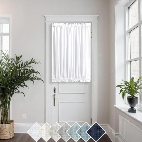 Miniatura 17 de KOUFALL Cortinas de luz lateral para puerta de 72 pulgadas de largo para ventanas laterales, mezcla de lino, protección de privacidad, filtrado