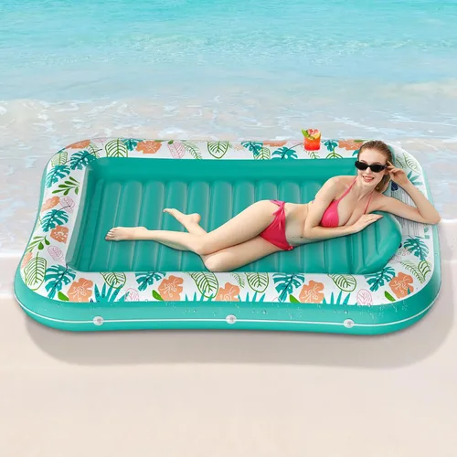 Miniatura 4 de stonful - Flotador inflable para piscina de 75 x 51 pulgadas, flotadores de piscina para adultos con almohada y soporte para tazas, 4 en 1, cama