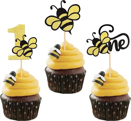 Miniatura 8 de 30 piezas de adornos para cupcakes de abejorro, pequeñas figuritas de resina, adornos para pasteles de abeja, Oh Babee, decoraciones para pasteles