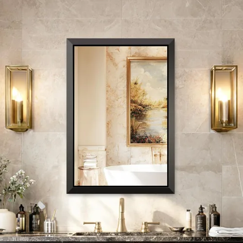 Miniatura 19 de USHOWER Espejos de baño para sobre el fregadero, espejo rectangular con marco de metal, espejo de tocador moderno de granja, montado en la pared