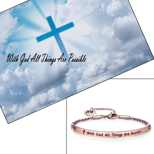 Miniatura 6 de MYOSPARK Pulsera de joyería religiosa Mateo de 1926 pulgadas con Dios All Things are Possible
