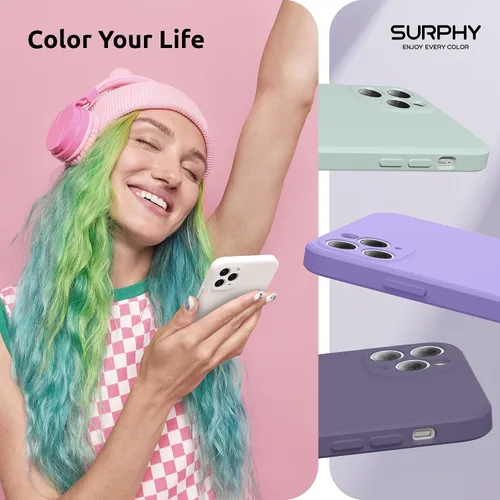 Miniatura 7 de SURPHY Funda de diseño para iPhone 11 Pro Max con protección para cámara, diseño de borde recto, silicona líquida delgada, piedra