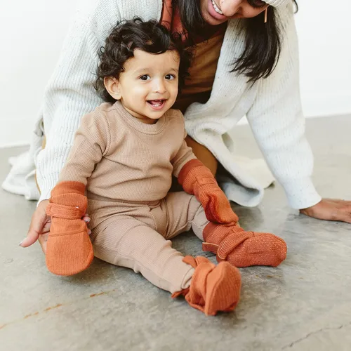 Miniatura 3 de goumikids Botas tejidas de algodón orgánico, Arcilla