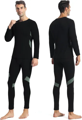 Miniatura 2 de Runhit Mens Thermal Underwear SetFleece Lined Long Johns for Men Thermal Shirts and Pants Base Layer Cold Weather Thermals