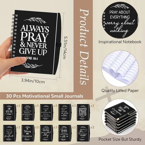 Miniatura 2 de Kosiz Juego de 60 unidades/30 regalos cristianos a granel incluye cuaderno en espiral y bolígrafo con versículo bíblico, bolígrafo de oración