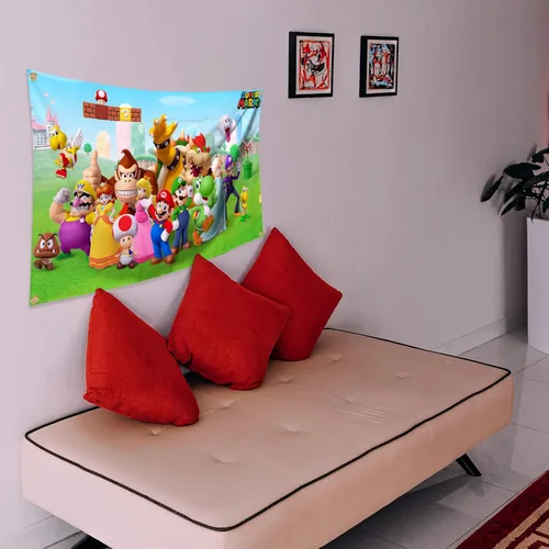 Miniatura 5 de AOFDLAT Tapiz de Juego Clásico Súper Nostálgico 3 * 5 Pies Con Cuatro Ojales de Latón Para Colgar Adecuado Para Interiores Universidad Dormitorio
