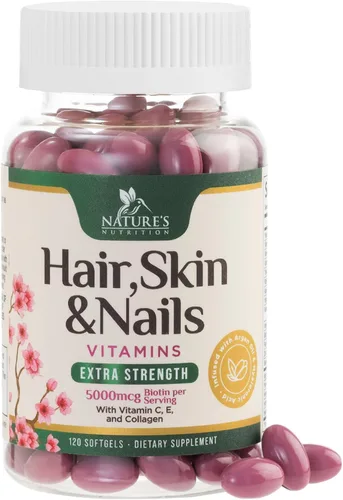 Miniatura 10 de Vitaminas para el cabello, la piel y las uñas, biotina, 5000 mcg por porción, apoyo extra fuerte para el crecimiento del cabello para mujeres