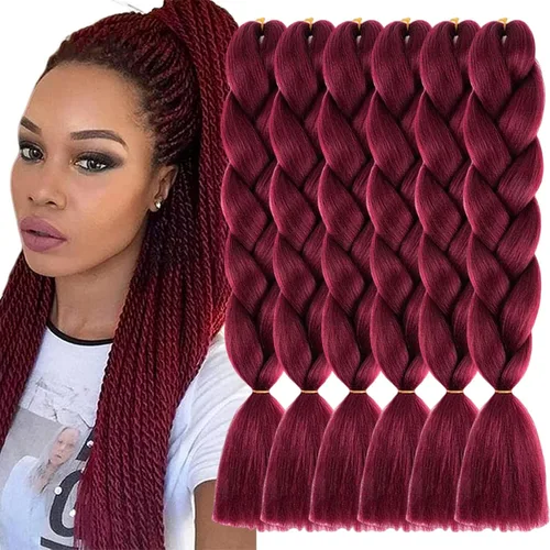 Miniatura 52 de Beige (613) Cabello trenzado 6 paquetes de extensiones de cabello sintético de 24 pulgadas, extensiones de cabello trenzado Jumbo Ombre trenzado