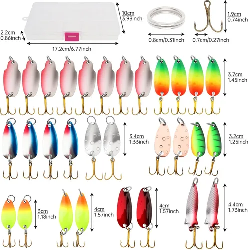 Miniatura 3 de 30 señuelos de pesca coloridos de metal giratorio, cebos de pececillo, cuchara de metal, cebos duros, anzuelos de pesca Crankbait, señuelos