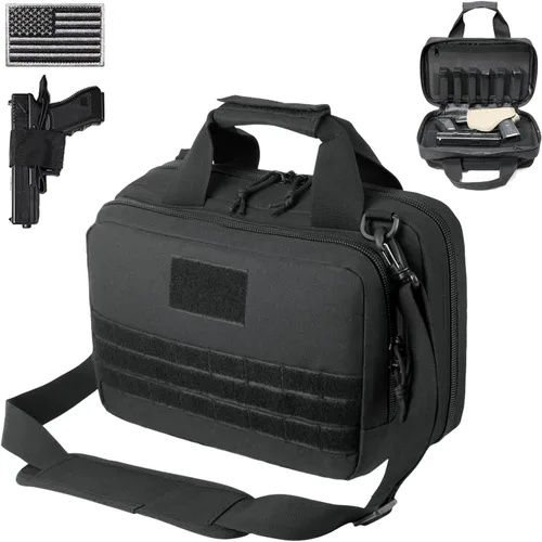 DBTAC - Funda para pistola XS | Bolsa táctica de 1 a 2 pistolas con cremallera con cerradura para campo de tiro al aire libre | Parche de bandera de