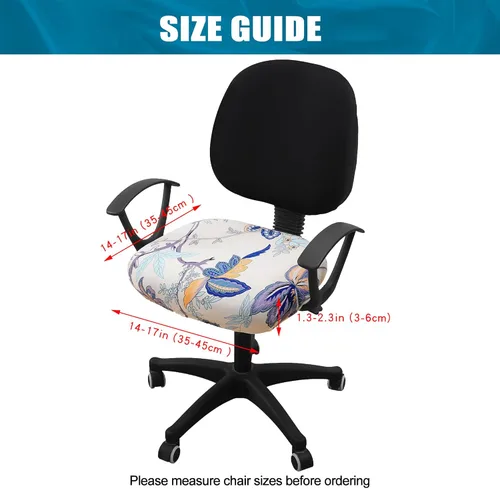 Miniatura 4 de Smiry Fundas de asiento impresas para silla de computadora de oficina, ajuste elástico, universal para silla giratoria de escritorio, lavables, Beige