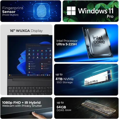 Miniatura 2 de Lenovo ThinkPad E16 Gen 3 - Laptop empresarial, listo para empresas, Intel Ultra 5 225H, DDR5 de 16 GB, SSD NVMe de 1 TB, IPS FHD+ de 16 pulgadas