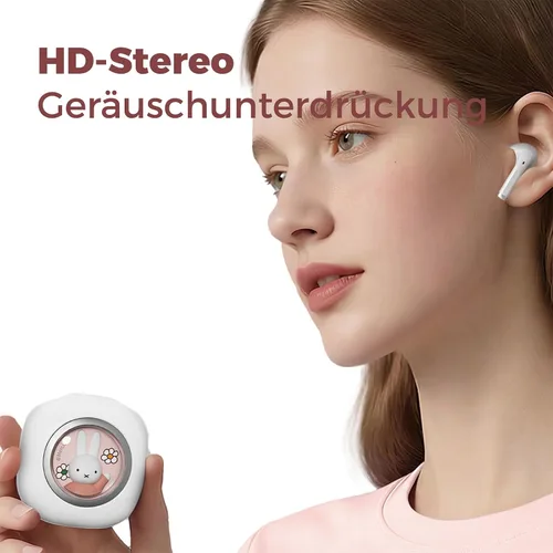 Miniatura 6 de Miffy - Auriculares Bluetooth 5.3 Pro - IPX5 impermeables, controles táctiles, adorable caja de hierro 3D reutilizable Miffy embalaje (rosa)