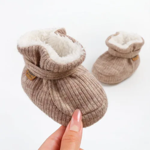 Miniatura 105 de Botines de forro polar para bebés, niños y niñas, pantuflas antideslizantes con agarre suave, zapatos de calcetín para recién nacidos, cuna