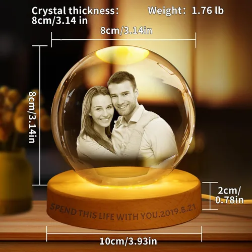 Miniatura 2 de Regalo de foto de cristal 3D personalizada – Imagen personalizada para día del padre, cumpleaños, aniversario – Recuerdo para papá, parejas