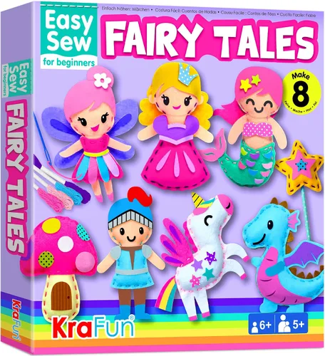 Miniatura 8 de KRAFUN Kit de costura fácil para principiantes, niños, artes y manualidades, 8 proyectos de bricolaje de muñecas de peluche de animales del bosque
