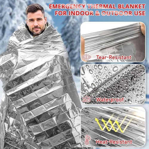 Miniatura 5 de SecuCaptain Mantas Térmicas de Emergencia de Supervivencia: Extra Grandes 84" x 63" Kit de Manta de Mylar Espacial para Exteriores Camping
