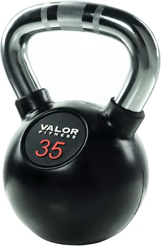 Valor Fitness Chrome Kettlebells – Solid Cast Iron Kettlebell with Chrome Finish, Strength Training Weight for Swings, Squats, Cleans & Home Gym