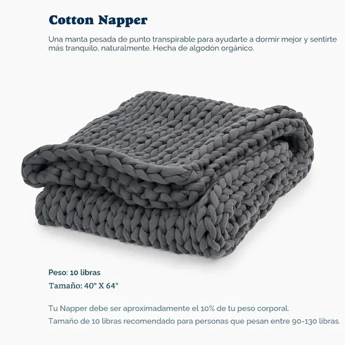 Miniatura 2 de Bearaby Mantas pesadas de algodón tejidas a mano para adultos - Manta de punto grueso - Manta pesada sostenible, transpirable, orgánica y Gris