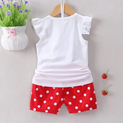 Miniatura 3 de MH-Lucky Conjunto de ropa para bebé niña de 2 piezas con camiseta + pantalones cortos