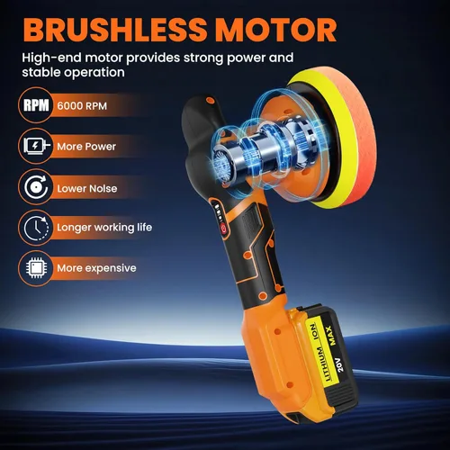 Miniatura 3 de Kit de pulidora de búfer inalámbrica para batería DEWALT 20V LI-ION. Pulidora orbital de 6 pulgadas con 3 velocidades variables con 25 piezas