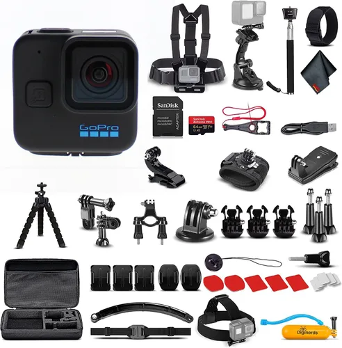 GoPro HERO11 (Go Pro Hero11) Black Mini - Cámara de acción impermeable con video Ultra HD 5.3K, fotos de 24.7MP, sensor de 1/1.9", estabilización +