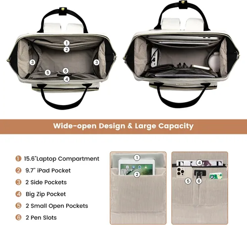 Miniatura 2 de LOVEVOOK Mochila de viaje para laptop para mujer, mochila de computadora de moda, para trabajo, negocios, profesora, enfermera, bolsa de 15.6