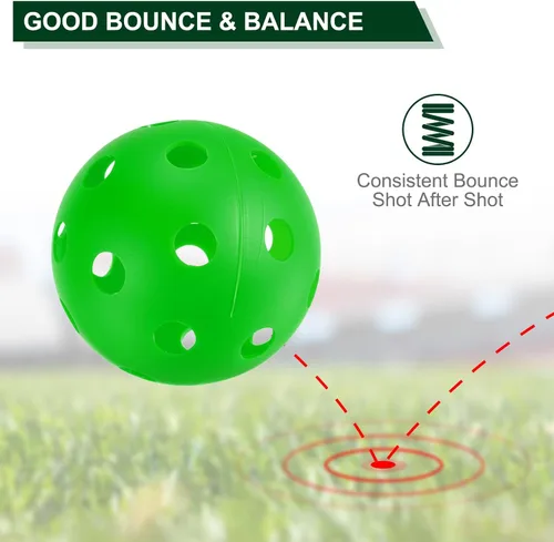 Miniatura 3 de PATIKIL Bolas de pickleball al aire libre, con agujeros, bolas de pickleball para aficionados, deportes en interiores y exteriores, Pasto verde