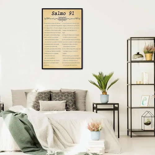 Miniatura 3 de Salmo 91 En Español Para Pared Versículo de la Biblia Arte de Pared Escritura Escritura Enmarcado Salmo bíblico 91 Pintura en lienzo Sala de oración