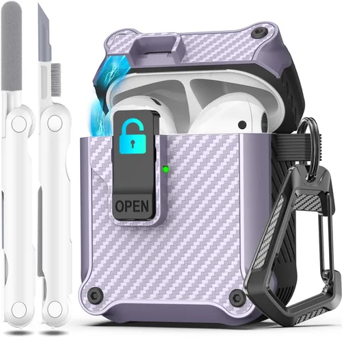 Miniatura 74 de R-fun - Funda para audífonos compatible con AirPods de 4.ª generación 2024, cubierta protectora de expulsión automática a prueba de caídas, puerto