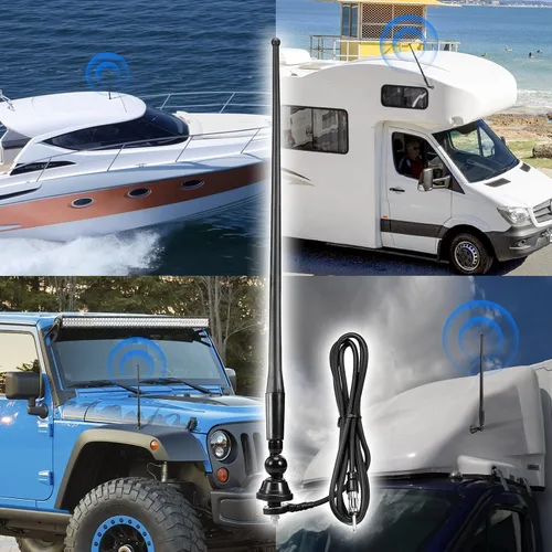 Miniatura 2 de Eightwood Antena de radio de barco marino de 16 pulgadas, palo flexible de goma FM AM Antenas estéreo para barco, coche, RV, autocaravana, ATV, UTV