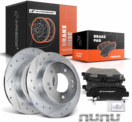A-Premium Rotores de freno de disco trasero de 10.31 pulgadas (262mm) + kit de pastillas de cerámica compatible con modelos seleccionados de Hyundai