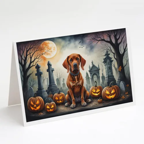 Miniatura 60 de Caroline's Treasures DAC2018GCA7P - Tarjetas de felicitación y sobres de Halloween espeluznantes de Border Collie, paquete de 8 tarjetas en blanco