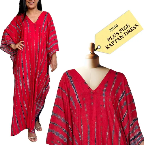 Miniatura 20 de Vestidos caftán hechos a mano en talla grande para mujer, vestido de gran tamaño teñido anudado, salida de baño para vacaciones y salidas nocturnas