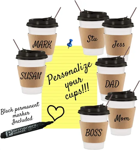 Miniatura 4 de 130 tazas de café de papel desechables con tapas, tazas de café de 12 onzas para el hogar, oficina, fiestas, viajes, tazas de papel premium, incluye