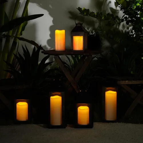 Miniatura 2 de 5plots Velas individuales sin llama para exteriores, impermeables, de 4 x 10 pulgadas, velas LED parpadeantes que funcionan con pilas con control