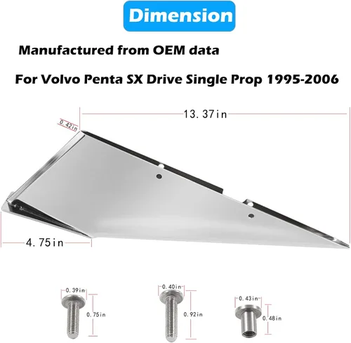 Miniatura 7 de 99022 Skeg Guard para Volvo Penta SX Drive Single Prop 1995-2006 Inboard Skeg Protector Shield Instalación DIY