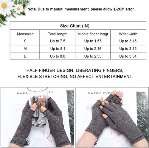 Miniatura 3 de Guantes de artritis – Compresión sin dedos para aliviar el dolor de las articulaciones, guantes de mano cálidos para túnel carpiano para mujeres