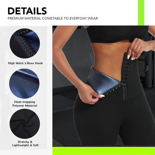 Miniatura 2 de huiming Pantalones cortos de sauna para mujer, cintura alta, entrenamiento de cintura estomacal, leggings adelgazantes, pantalones moldeadores