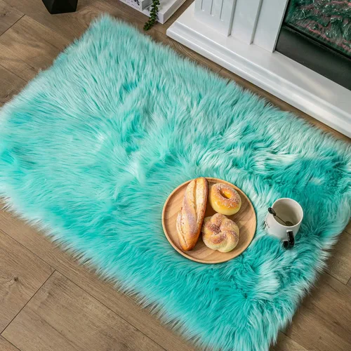 Miniatura 113 de Ashler Home Deco - Tapete de pelo sintético de oveja, mullido, suave, de 2 x 3 pies, lavable a máquina, dormitorio, habitación de los niños, sala
