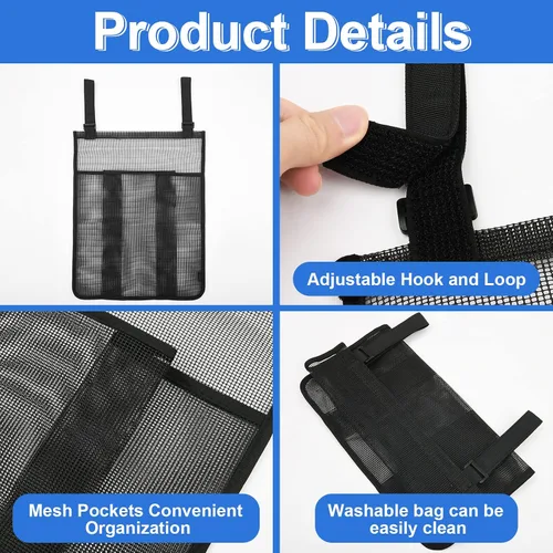 Miniatura 3 de Bolsa de 2 piezas para zapatos de trampolín, bolsa de malla de almacenamiento de trampolín negro con 2 correas de gancho y bucle, soporte