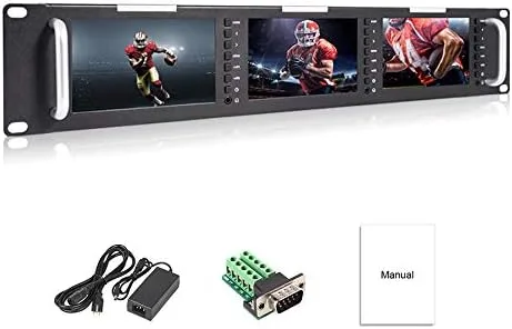 FEELWORLD Triple 5 "2RU 800 × 480 Broadcast LCD Monitor de montaje en rack con 3G-SDI, HDMI, entrada y salida AV T51