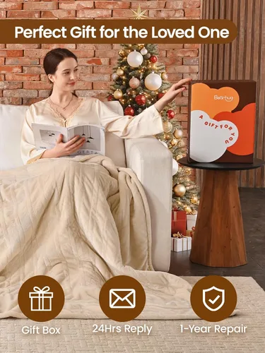 Miniatura 4 de Bearhug Manta eléctrica, 50 x 60 pulgadas, con 6 niveles de calefacción y apagado automático de 4 horas, lavable a máquina, de terciopelo suave a