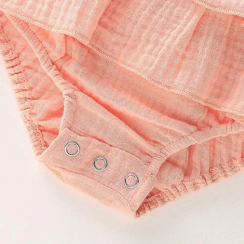 Miniatura 4 de Douhoow Mameluco de bebé niña mameluco con volantes de una sola pieza ropa de lino de algodón