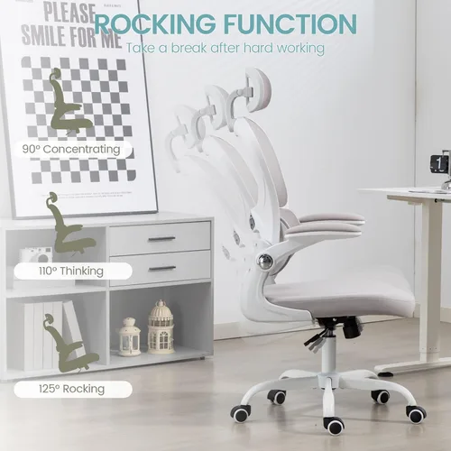 Miniatura 5 de Yilaywain - Silla ergonómica de oficina, silla de escritorio para oficina en casa con reposacabezas ajustable, silla de computadora de respaldo alto