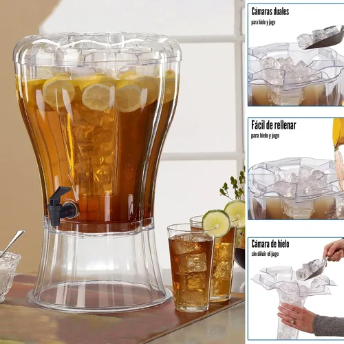 Miniatura 3 de Irrompible 3.5 galones dispensador de bebidas con extraíbles hielos Buddeez, Transparente
