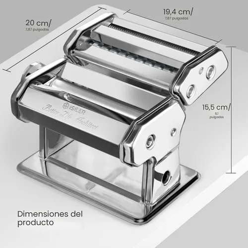 Miniatura 8 de ISILER Máquina para hacer pasta, 9 ajustes de grosor ajustables, máquina de pasta 2 en 1 con rodillos y cortador, fabricante de fideos para piel