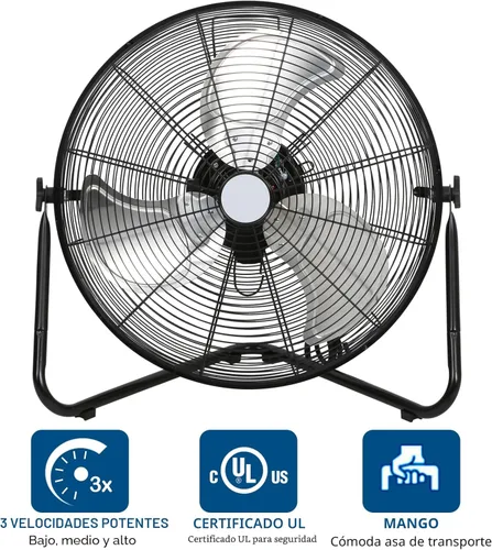 Miniatura 5 de BILT HARD Ventilador de piso de alta velocidad 4650 CFM de 20 pulgadas, ventilador de metal resistente de 3 velocidades con sistema de montaje